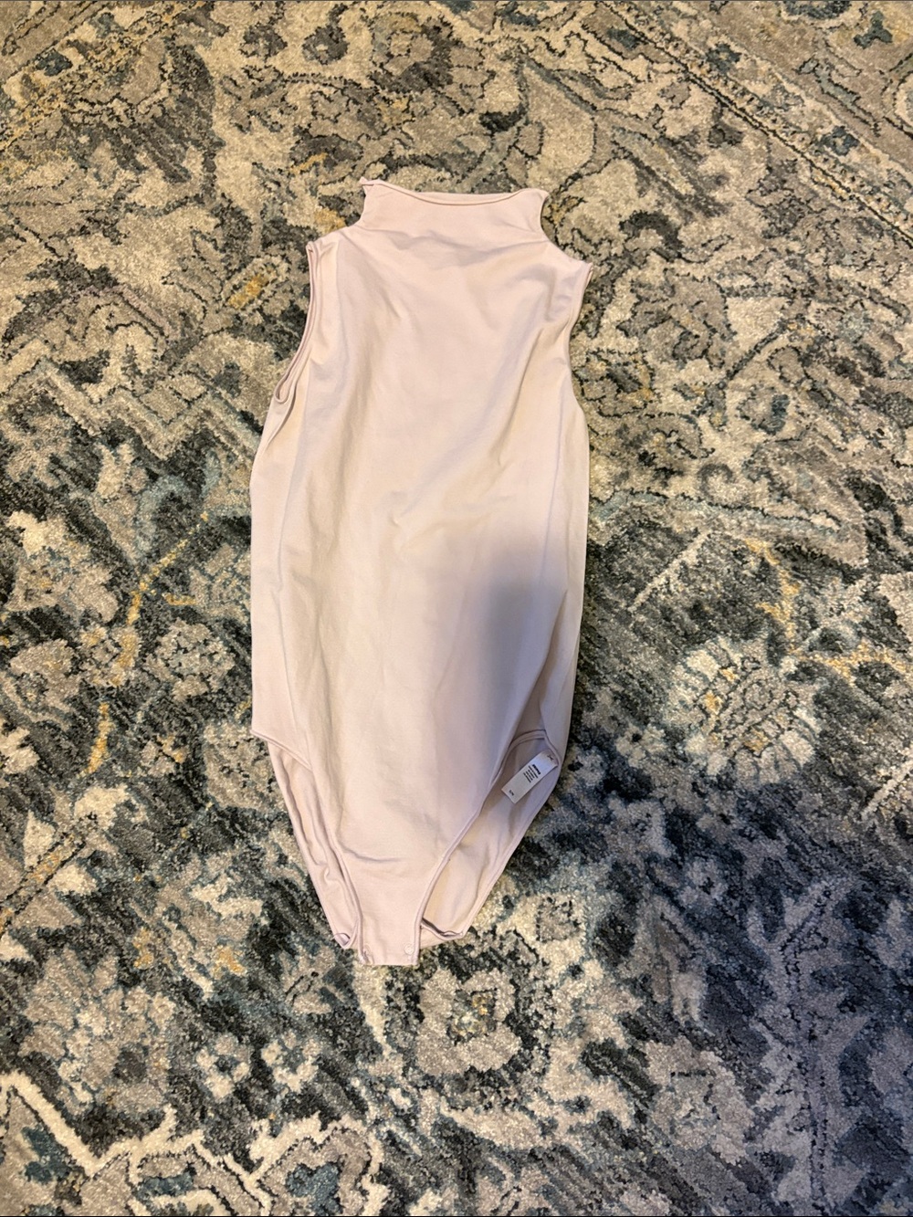 Mock Neck Sleeveless One-Piece Bodysuit in Light Purple